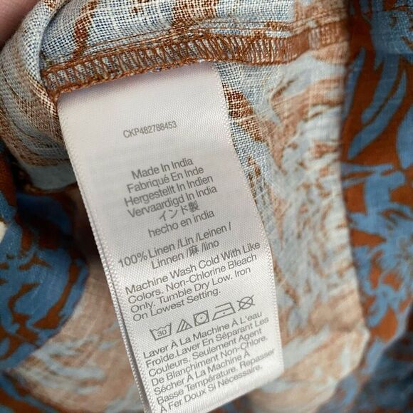 Madewell Sweetheart Mini Dress in Floral 100% Linen Blue Isle Size 4 NWT - Picture 9 of 9